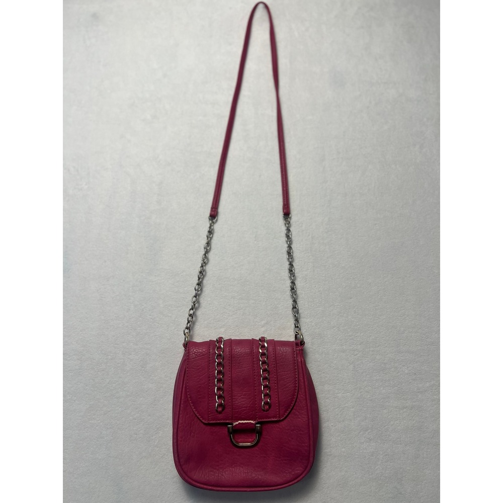 Charming Charlie Small Crossbody Bag Pink Faux Leather Chain Detail Y2K Style